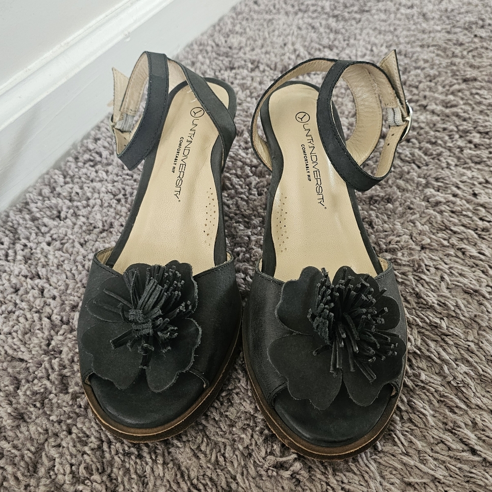 Unity in Diversity Black Sandals with Elegant Design